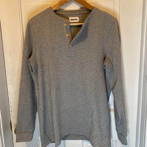 Taylor Stitch Gray Heavy Bag Waffle Long Sleeve Henley Shirt (Size 40)